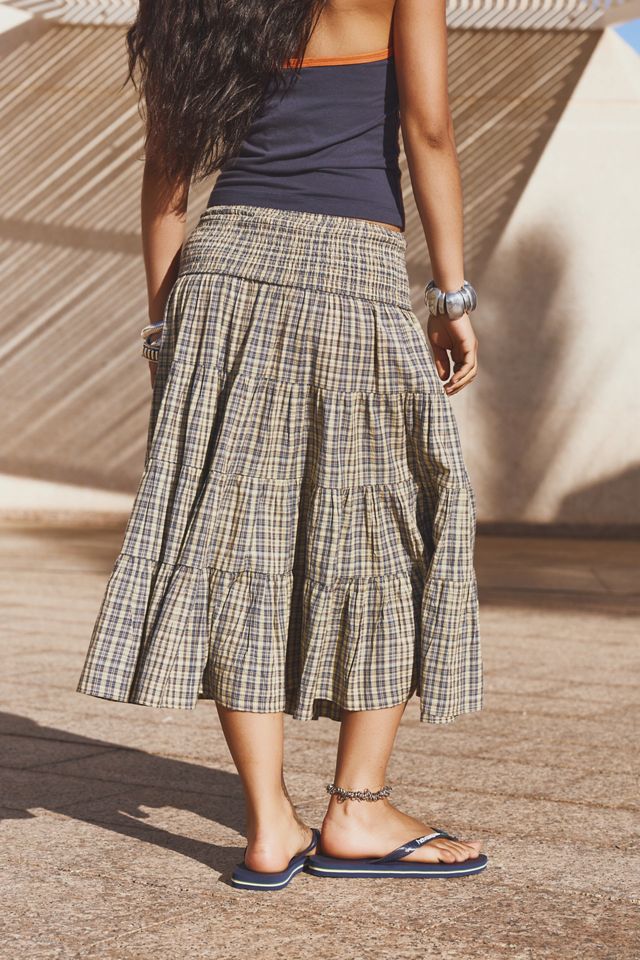 Falda Midi Arrugada a Cuadros Bea Kimchi Blue #3