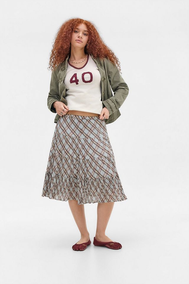 Falda Midi Awkward Arrugada a Cuadros Betty de UO #1