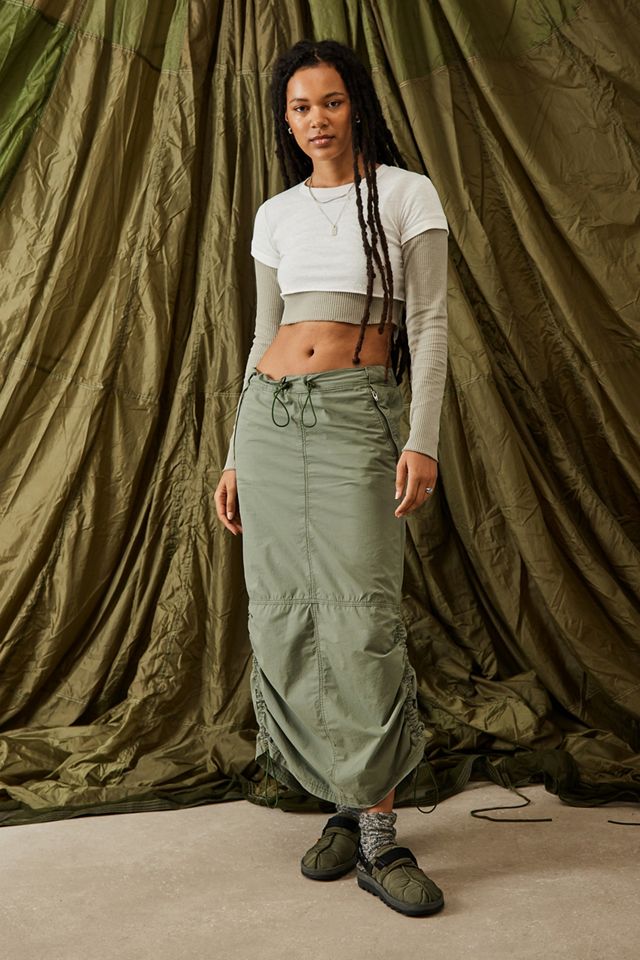 BDG Khaki Cargo Maxi Skirt #1