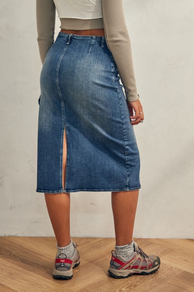 Free people maddie denim best sale midi skirt