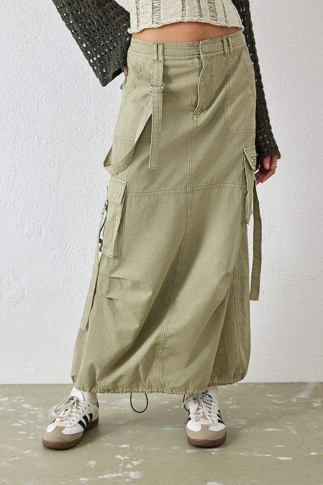 UO Green Strappy Cargo Maxi Gonna  #2