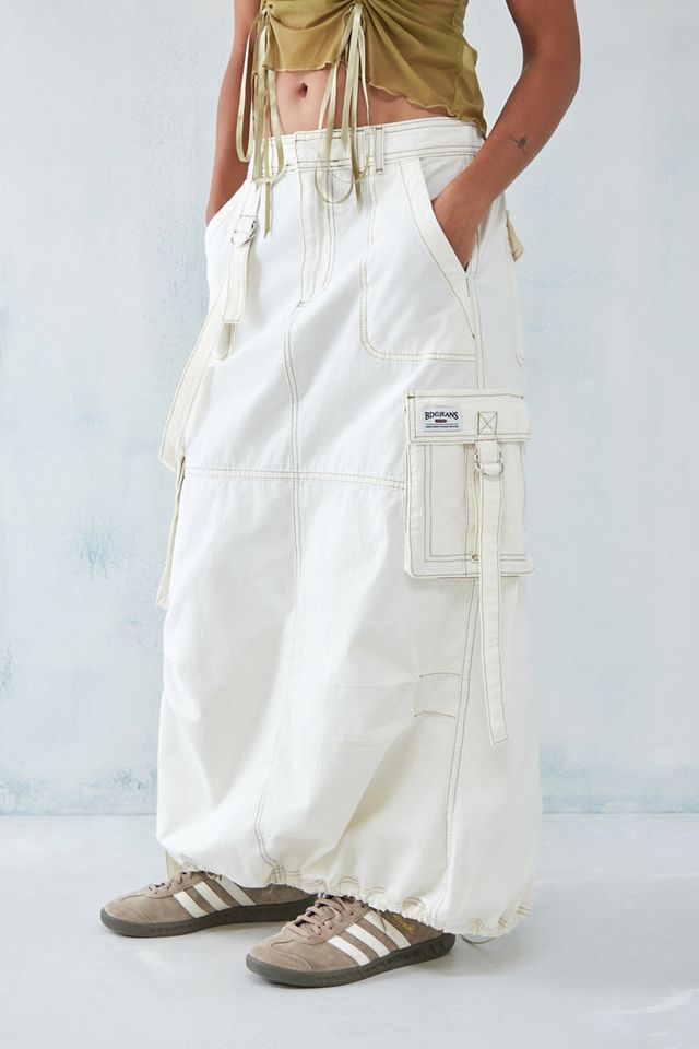 UO White Strappy Cargo Maxi Skirt