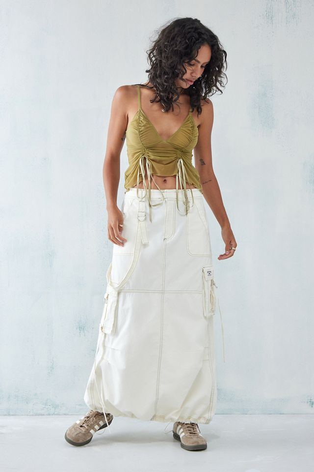 UO White Strappy Cargo Maxi Skirt #1