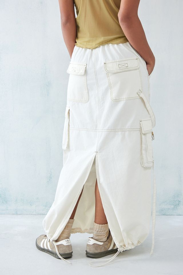 UO White Strappy Cargo Maxi Skirt #2