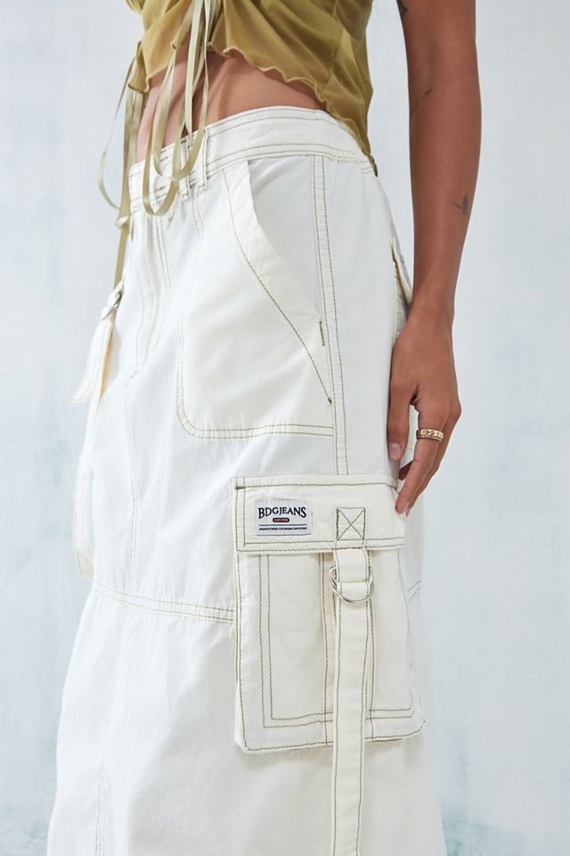 UO White Strappy Cargo Maxi Skirt #3