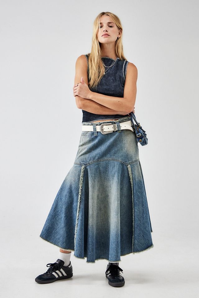 BDG Washed Denim Basque Midi Skirt #1