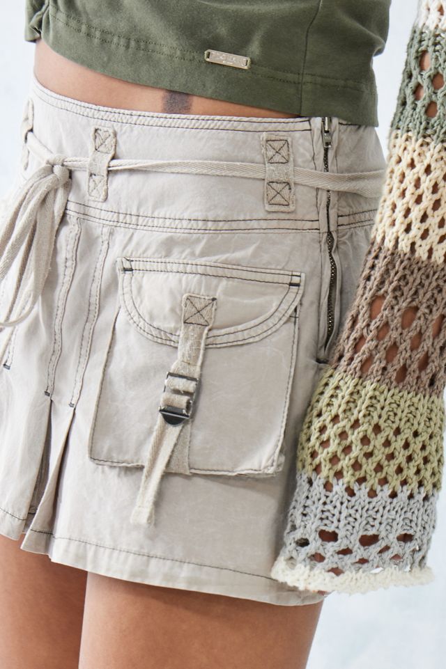BDG – Ultrakurzer Utility-Kilt in Beige mit Cargotaschen #3