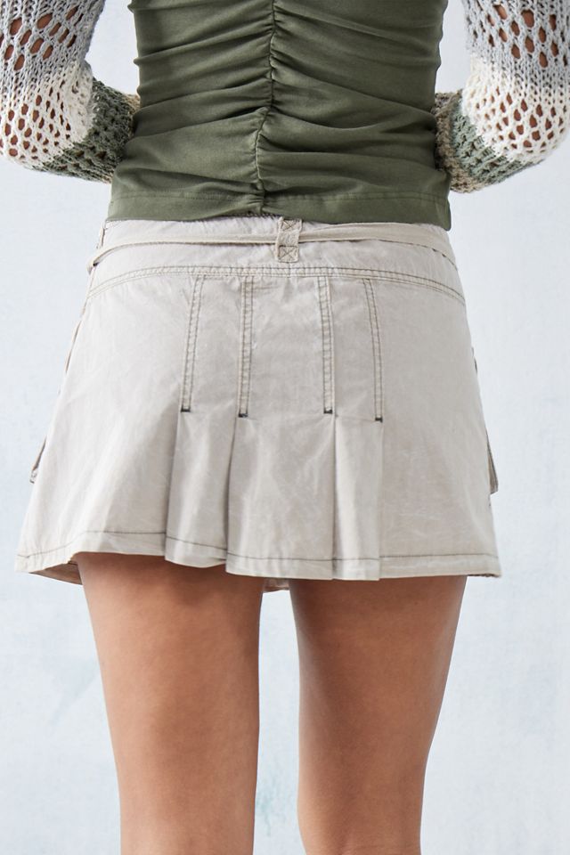BDG – Ultrakurzer Utility-Kilt in Beige mit Cargotaschen #4