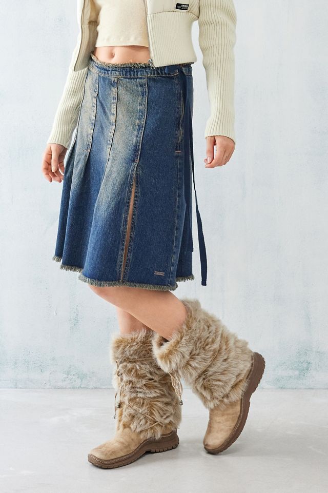 Jupe mi-longue en denim teinté BDG Beck #1