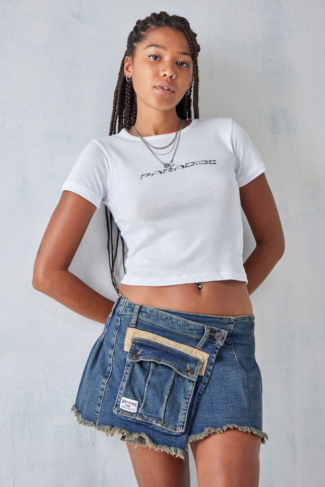 Jupe portefeuille en denim Emma BDG avec poche #1