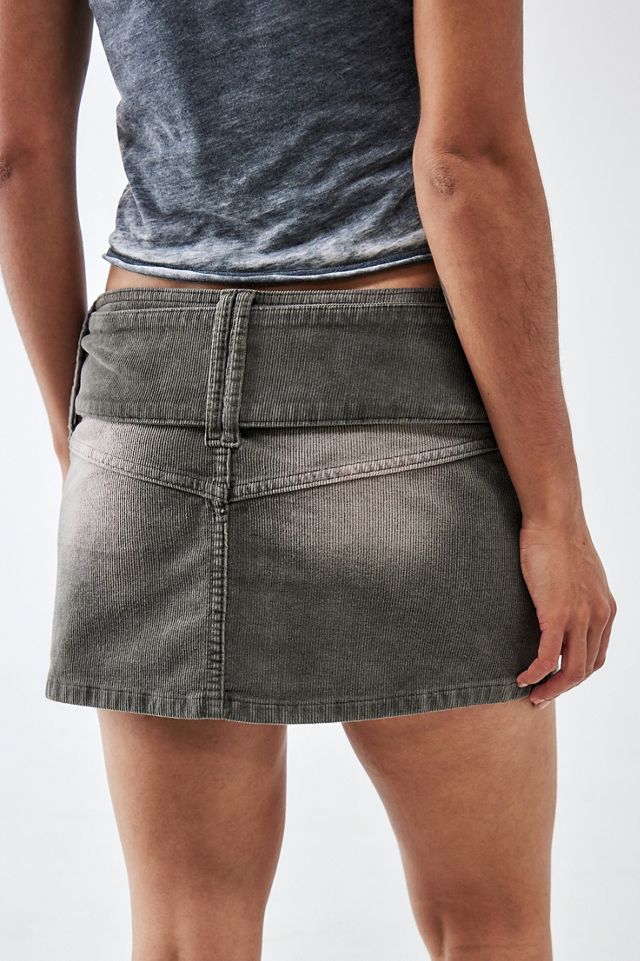 BDG Grey Mel Corduroy Belted Mini Skirt  #2
