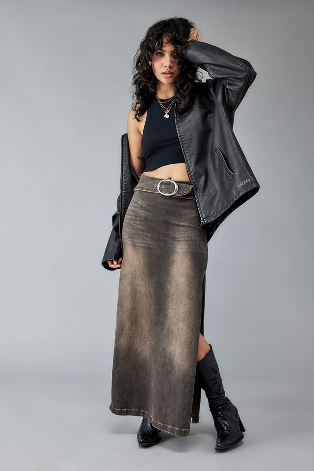 BDG Missy Denim Belted Maxi Skirt Urban Outfitters UK