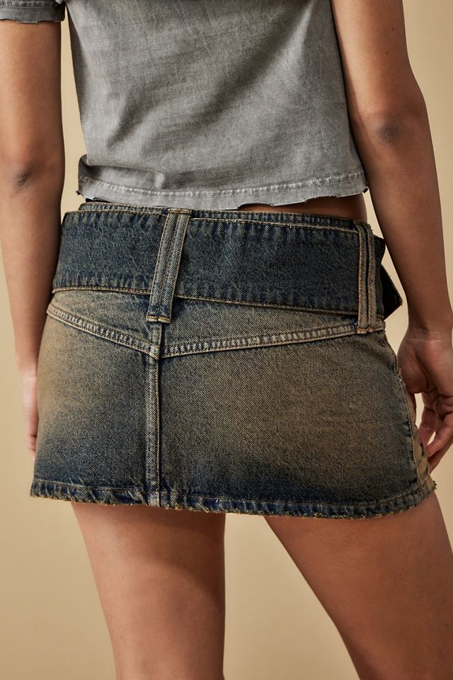BDG Dark Wash Mel Distressed Denim Belted Mini Skirt #3