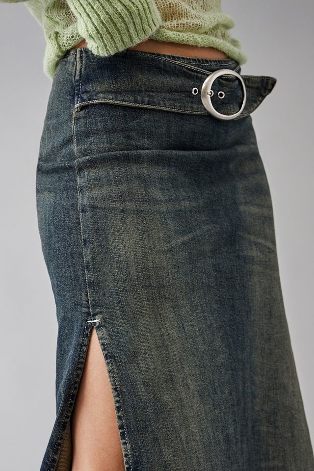 BDG Missy Yellow Tint Denim Belted Maxi Skirt #2