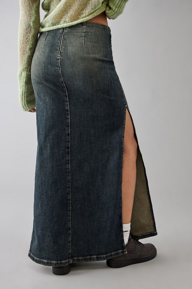BDG Missy Yellow Tint Denim Belted Maxi Skirt #3