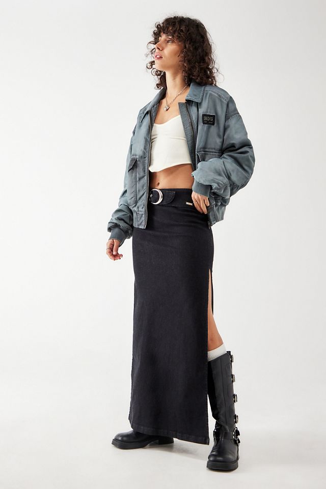 BDG Missy Black Denim Belted Maxi Skirt #1