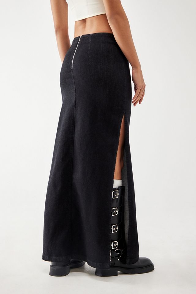 BDG Missy Black Denim Belted Maxi Skirt #3