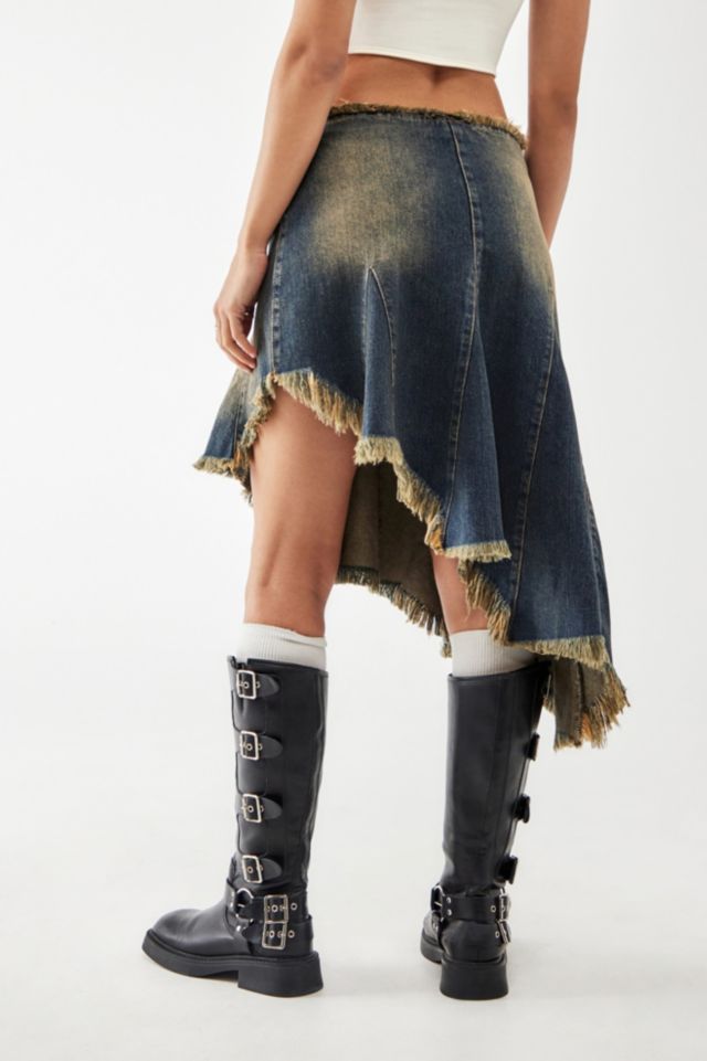 BDG Asymmetric Denim Midi Skirt Urban Outfitters UK