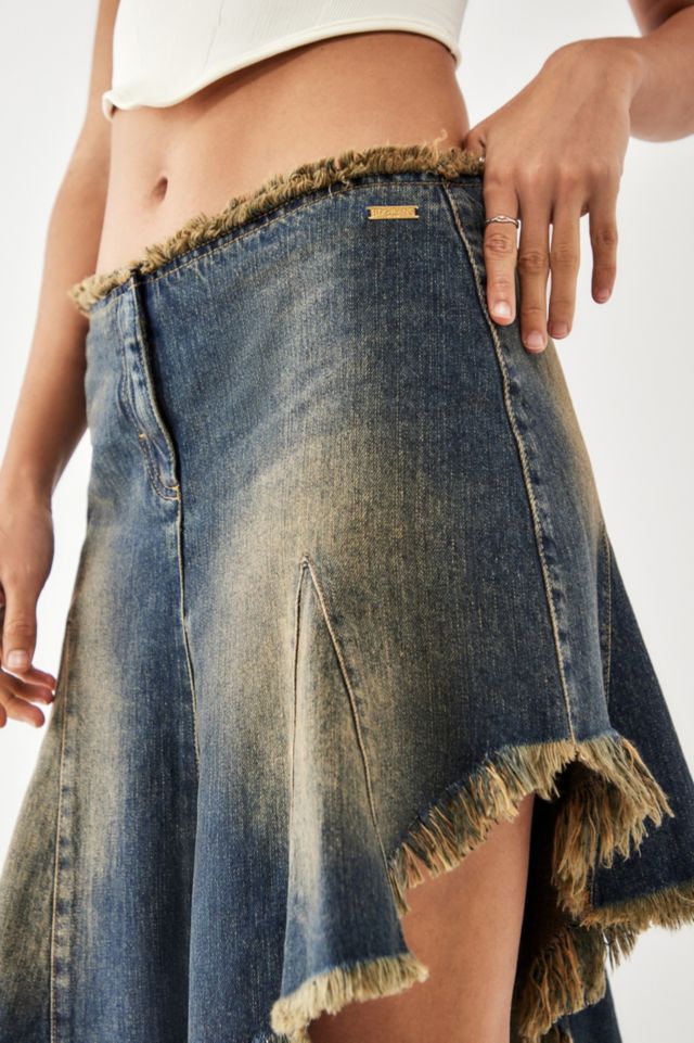 BDG Asymmetric Denim Midi Skirt Urban Outfitters UK