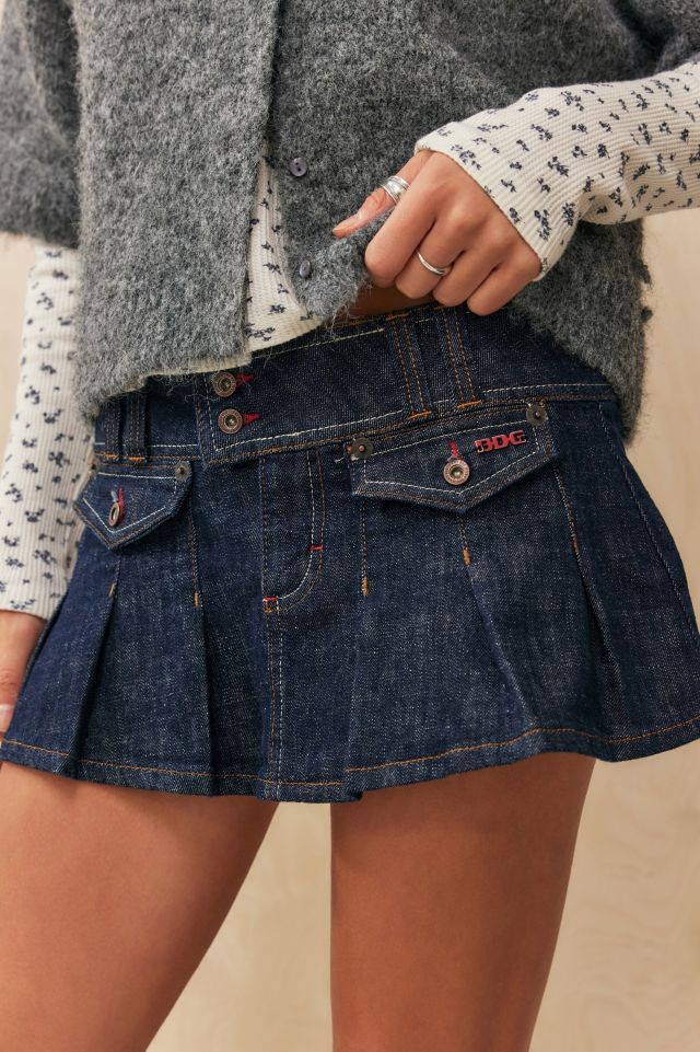 Bdg Rose Denim Mini Kilt Urban Outfitters Uk 7144