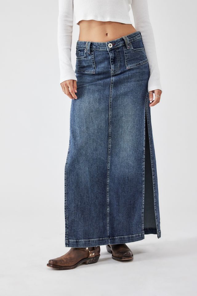 Long denim skirt urban outfitters hotsell