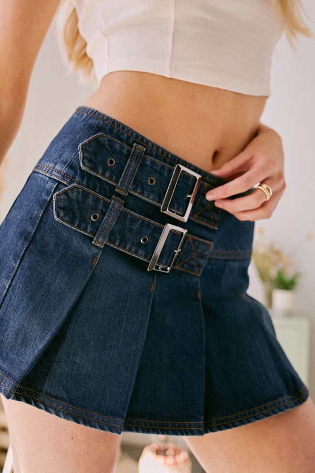 UO Y2K Doppia Fibbia Denim Kilt #1
