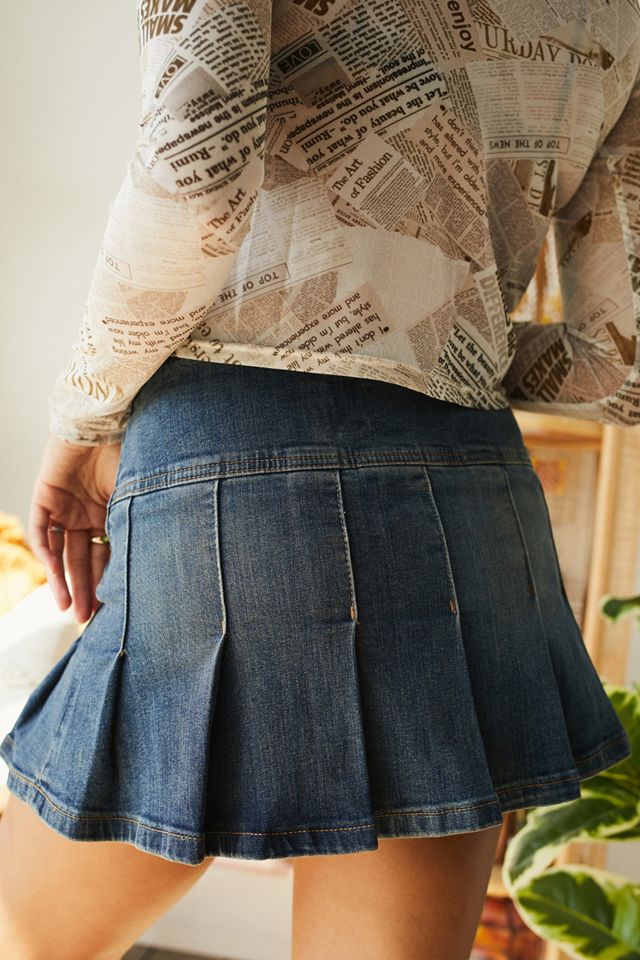BDG 00s Kilt de mezclilla plisada lavada #3