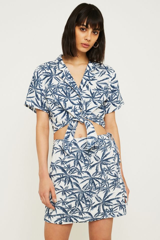 UO Palm Print Gonna avvolgente in lino #2