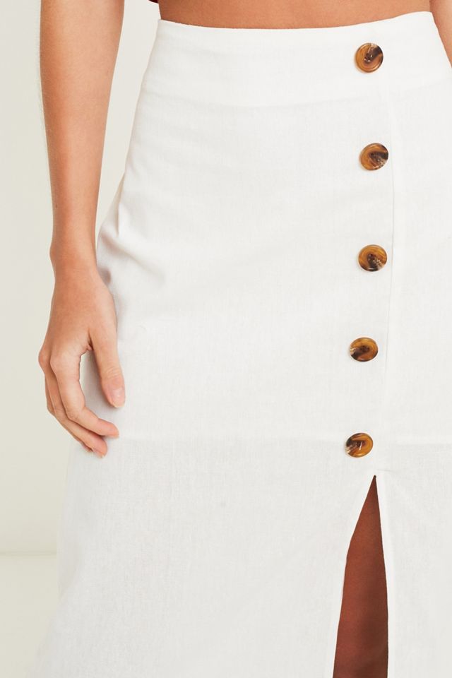BOG Collective Side Button Linen Midi Skirt #2