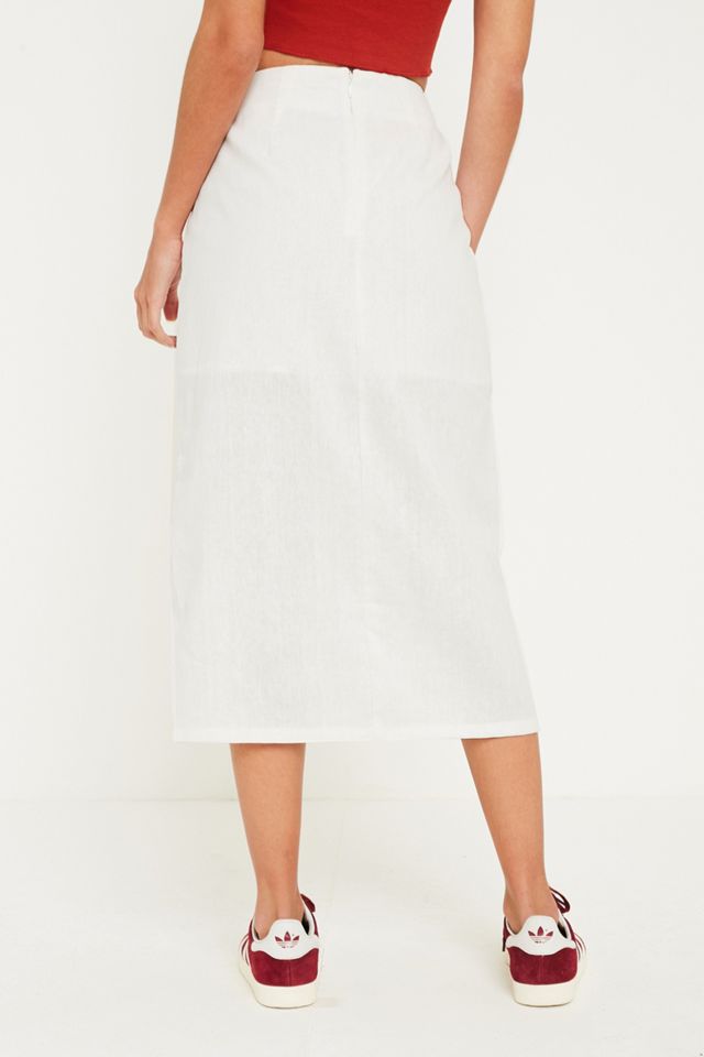 BOG Collective Side Button Linen Midi Skirt #3
