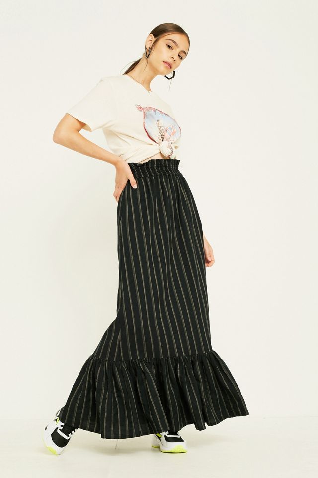 UO Vertical Stripe Peplum Maxi Skirt Urban Outfitters UK