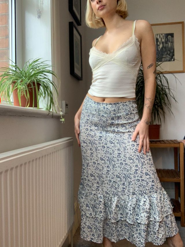 UO Hannah Floral Tiered Midi Skirt #2