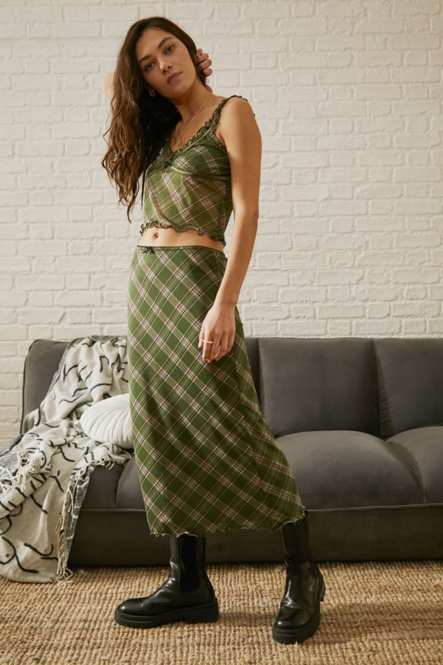 Urban outfitters plaid outlet midi skirt