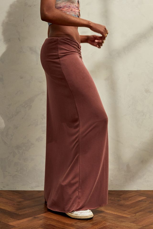 UO - Jupe à taille basse longue en cupro marron #1
