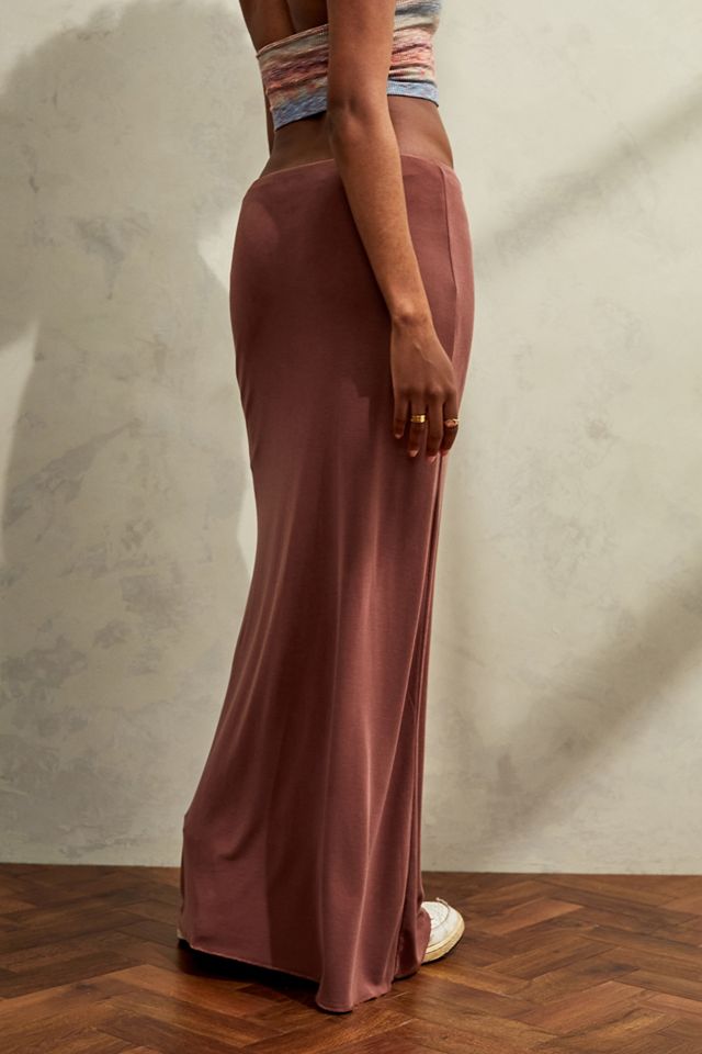UO - Jupe à taille basse longue en cupro marron #2