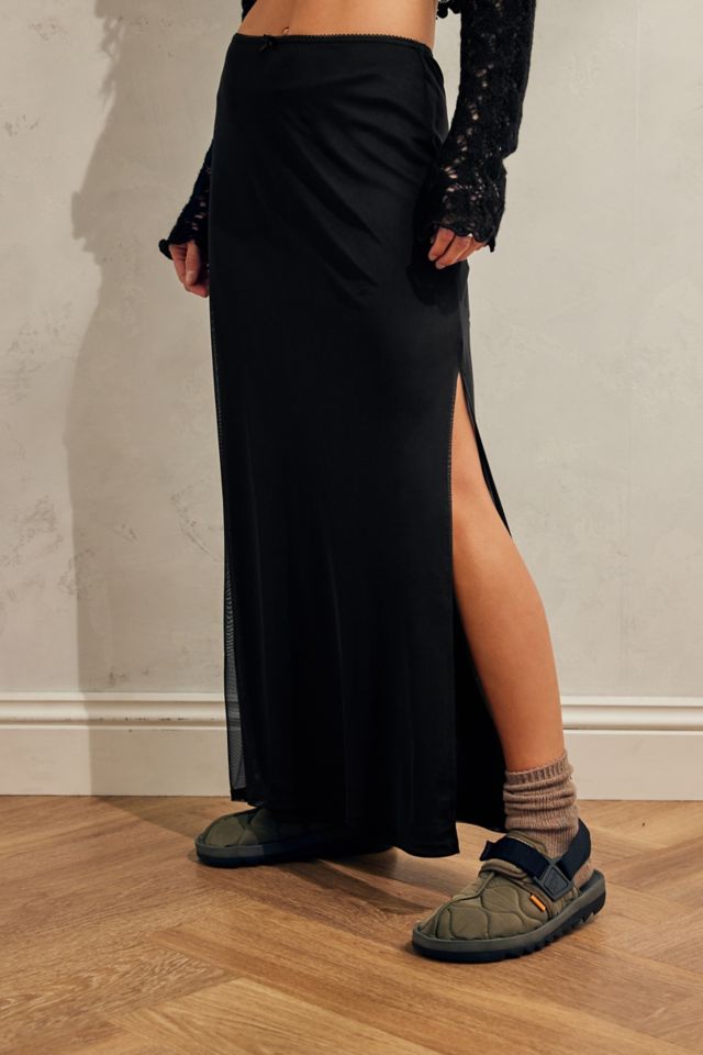 Long black deals skirt with slit