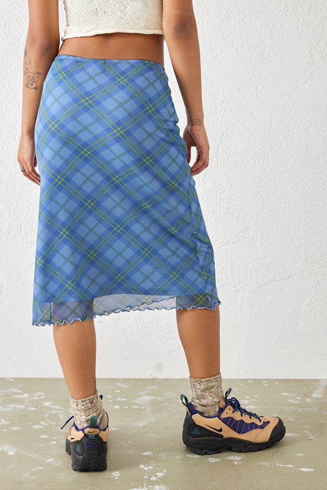 UO Blue Check Gonna Midi a maglia goffa #3