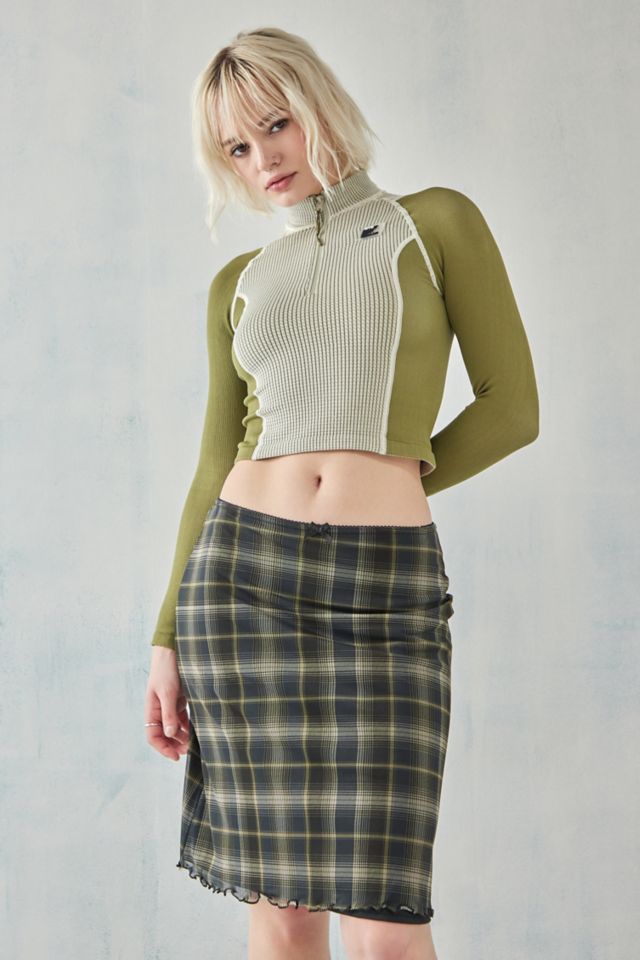 Green check 2024 midi skirt