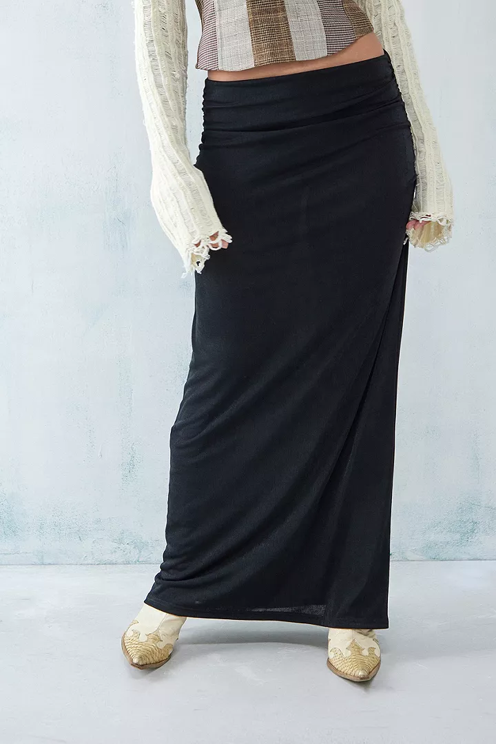 urbanoutfitters.com | UO Black Slinky Column Maxi Skirt