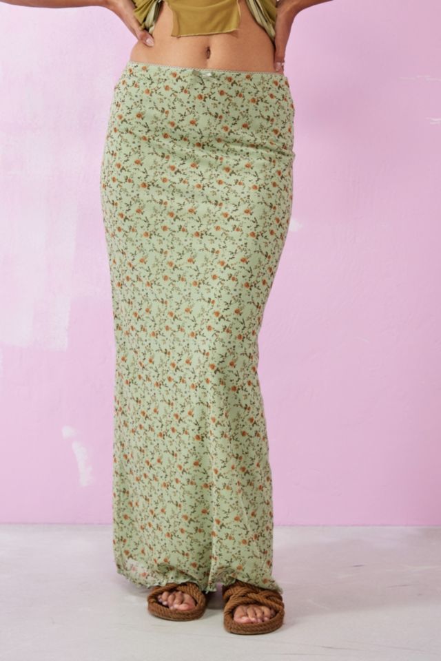 UO Ditsy Floral Mesh Maxi Skirt Urban Outfitters UK