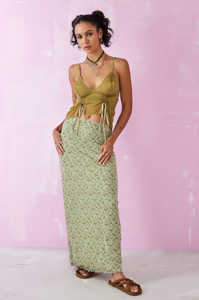 UO Ditsy Floral Mesh Maxi Skirt #1