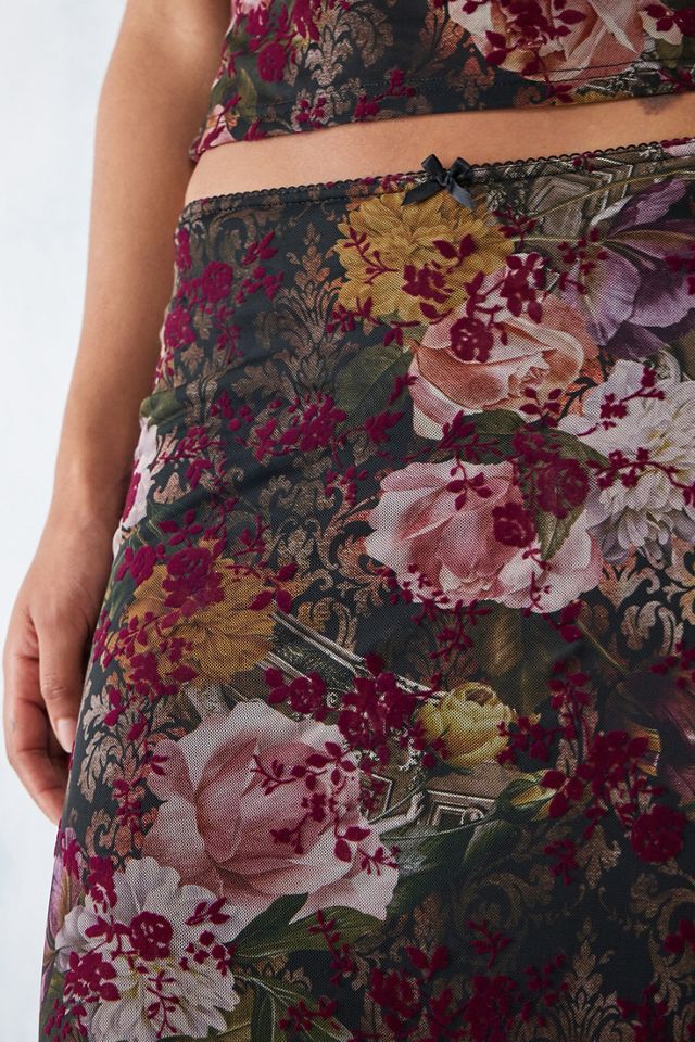 UO Floral Flocked Mesh Maxi Skirt  #3