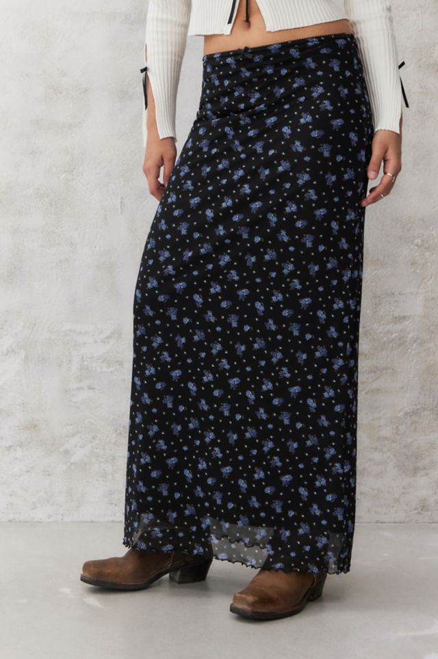 Long dark floral on sale skirt