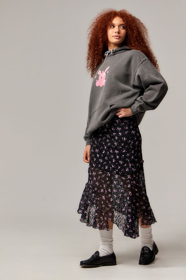 UO Asymmetric Lace Midi Skirt #1