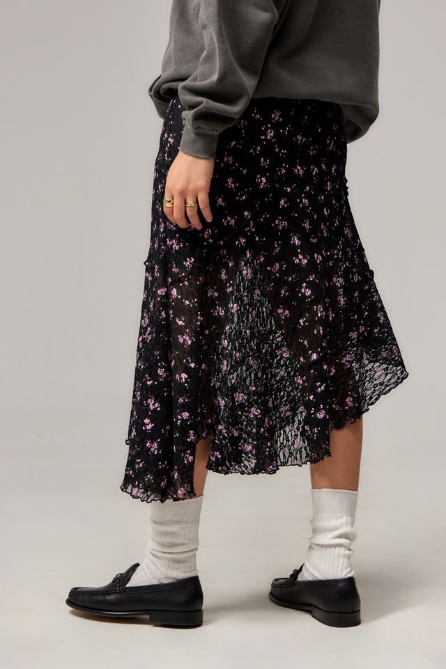 UO Asymmetric Lace Midi Skirt #2