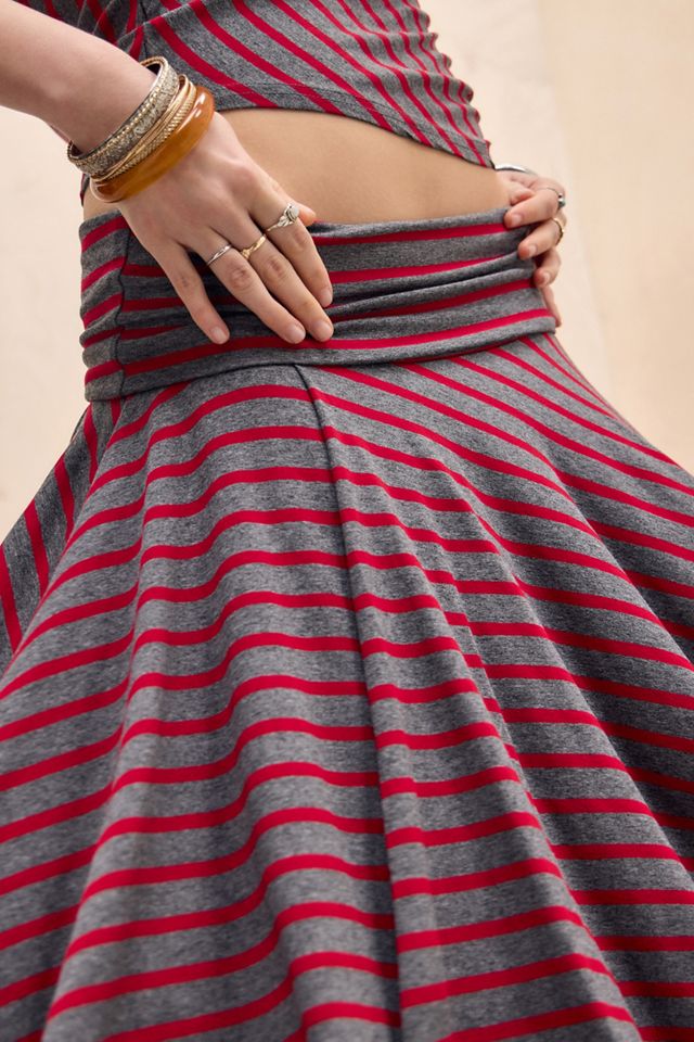 UO Ari Stripe Asymmetric Midi Skirt #2