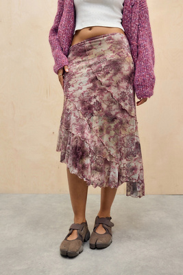 Topshop - Gonna asimmetrica midi in raso nera con volant