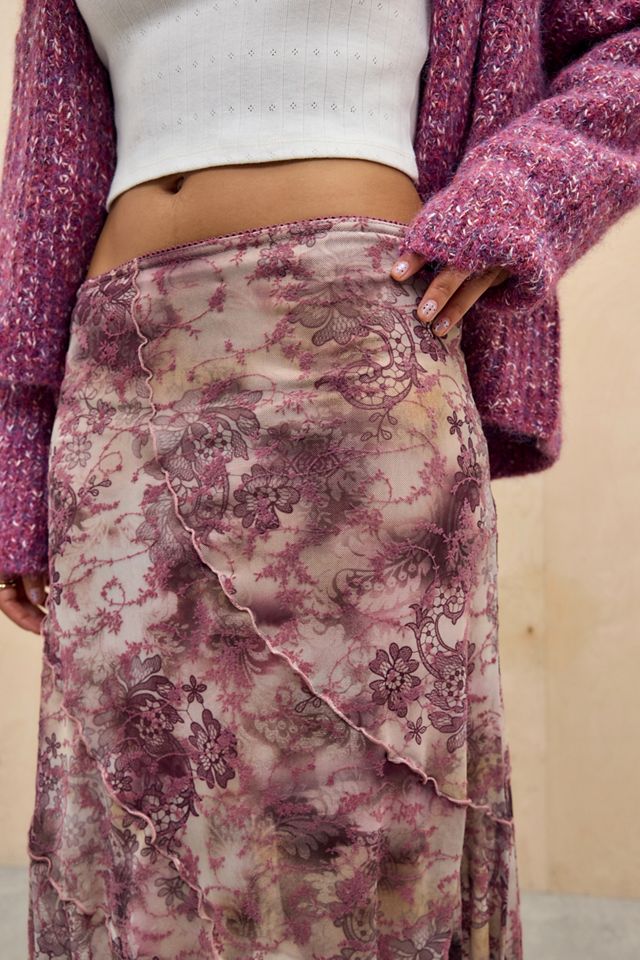 UO Asymmetric Flock Midi Skirt #3