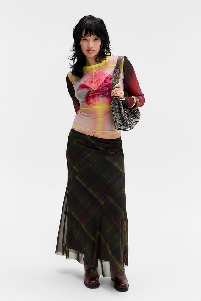 UO Contour Column Mesh Maxi Skirt #1