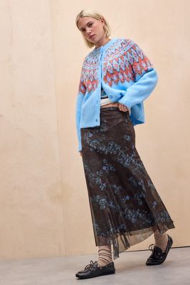 UO Contour Column Mesh Maxi Skirt